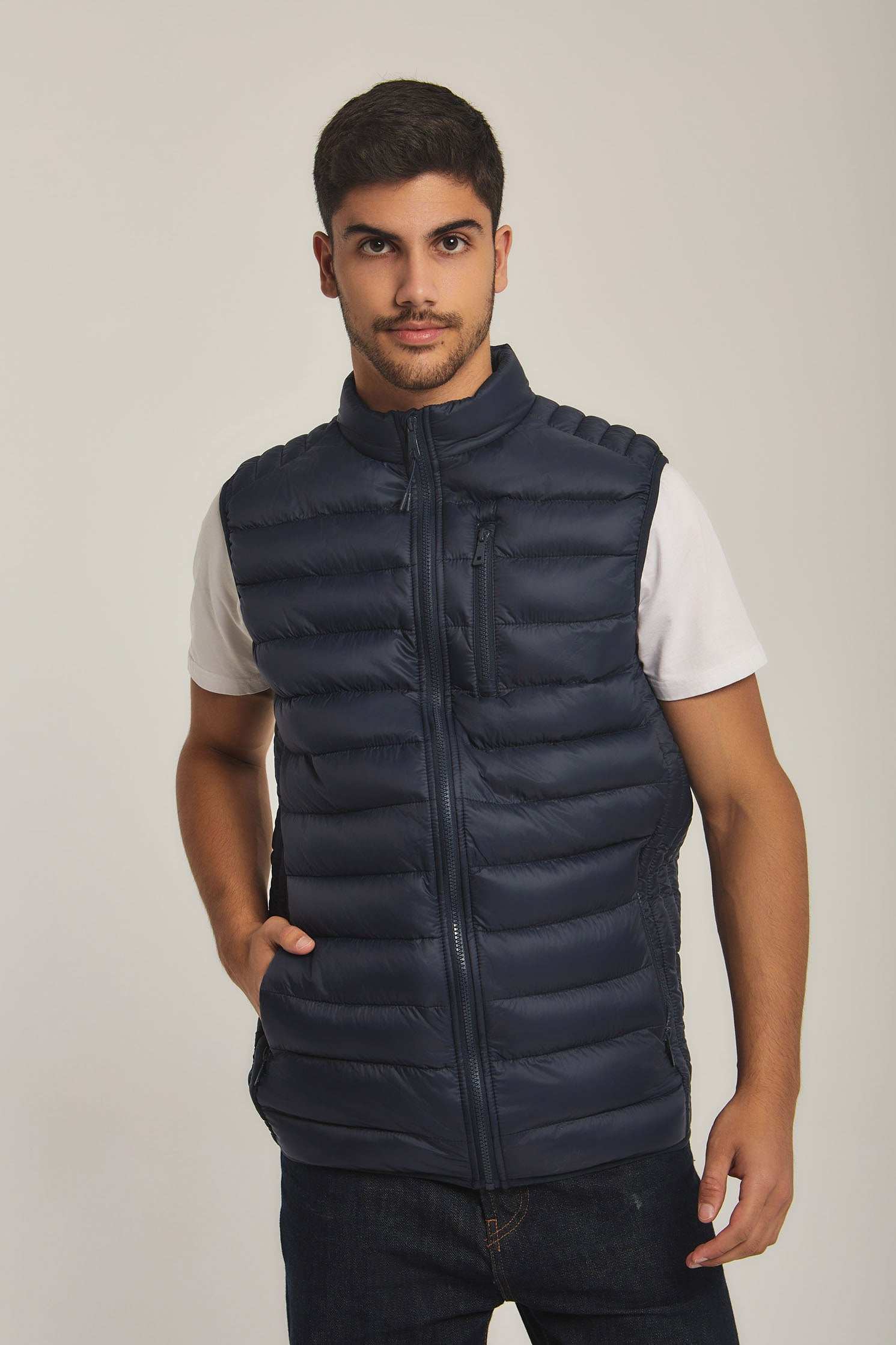 Men Regular Fit Vest - Navy