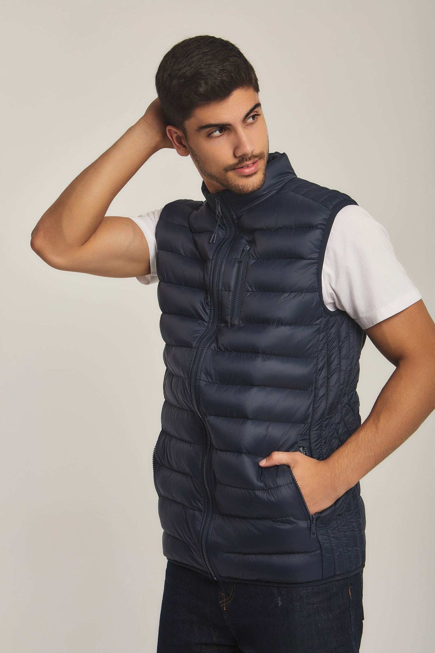Men Regular Fit Vest - Navy