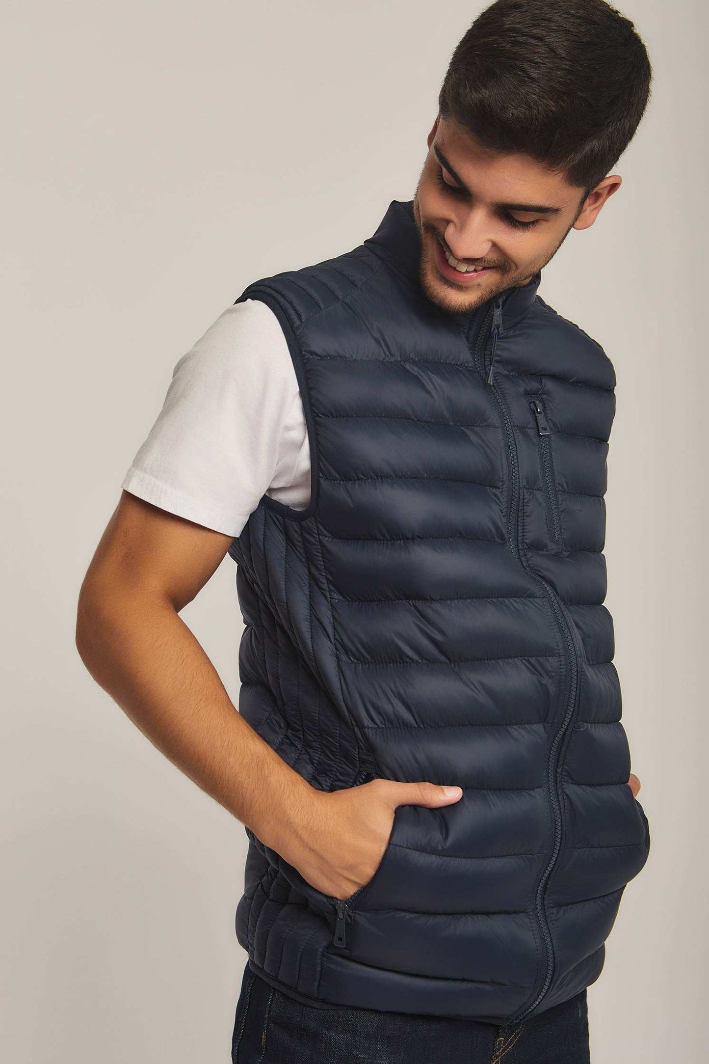 Men Regular Fit Vest - Navy
