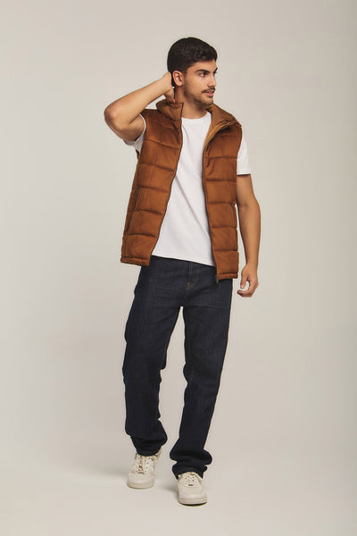 Men Regular Fit Vest - Brown