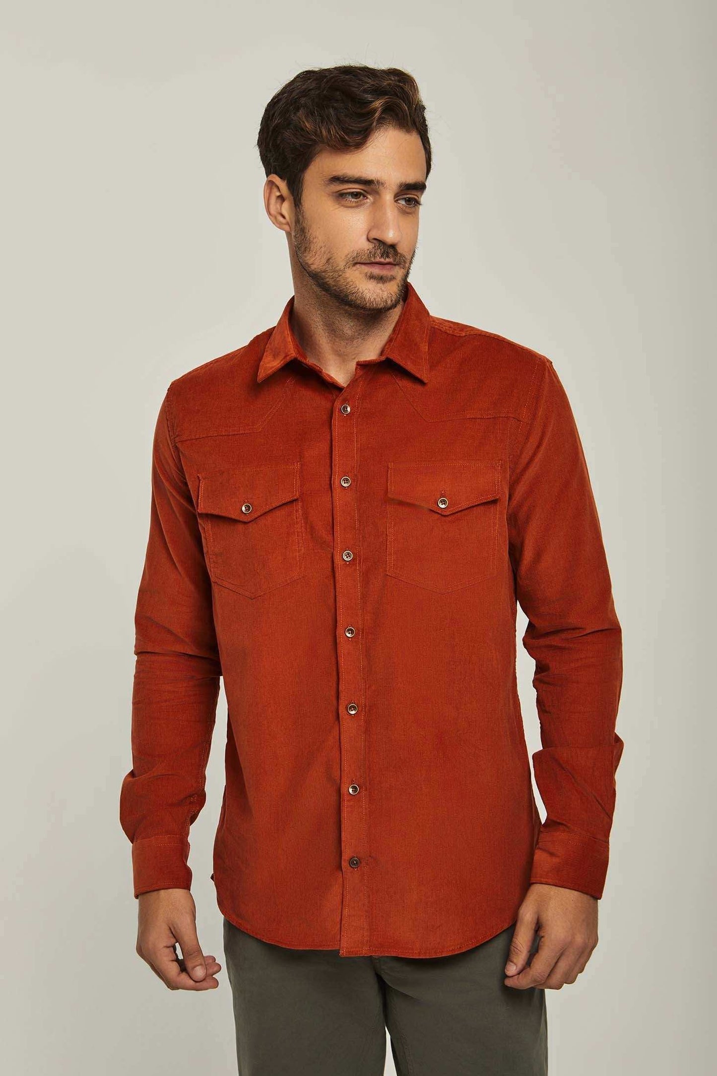 Men Slim Fit Shirt - Orange