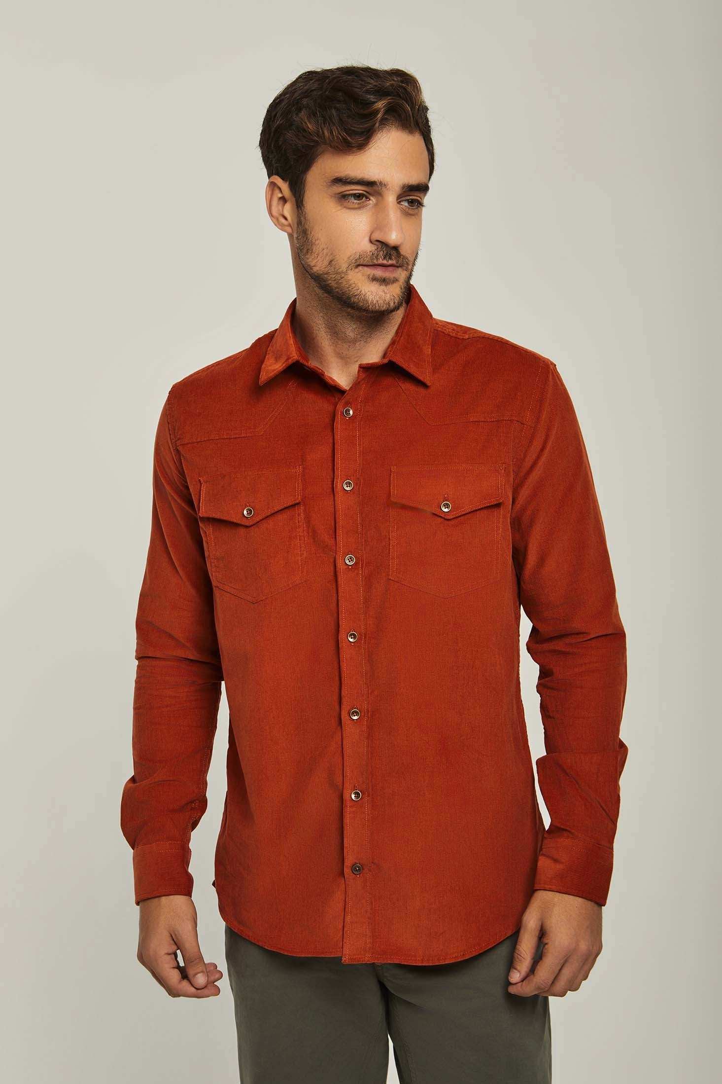 Men Slim Fit Shirt - Orange