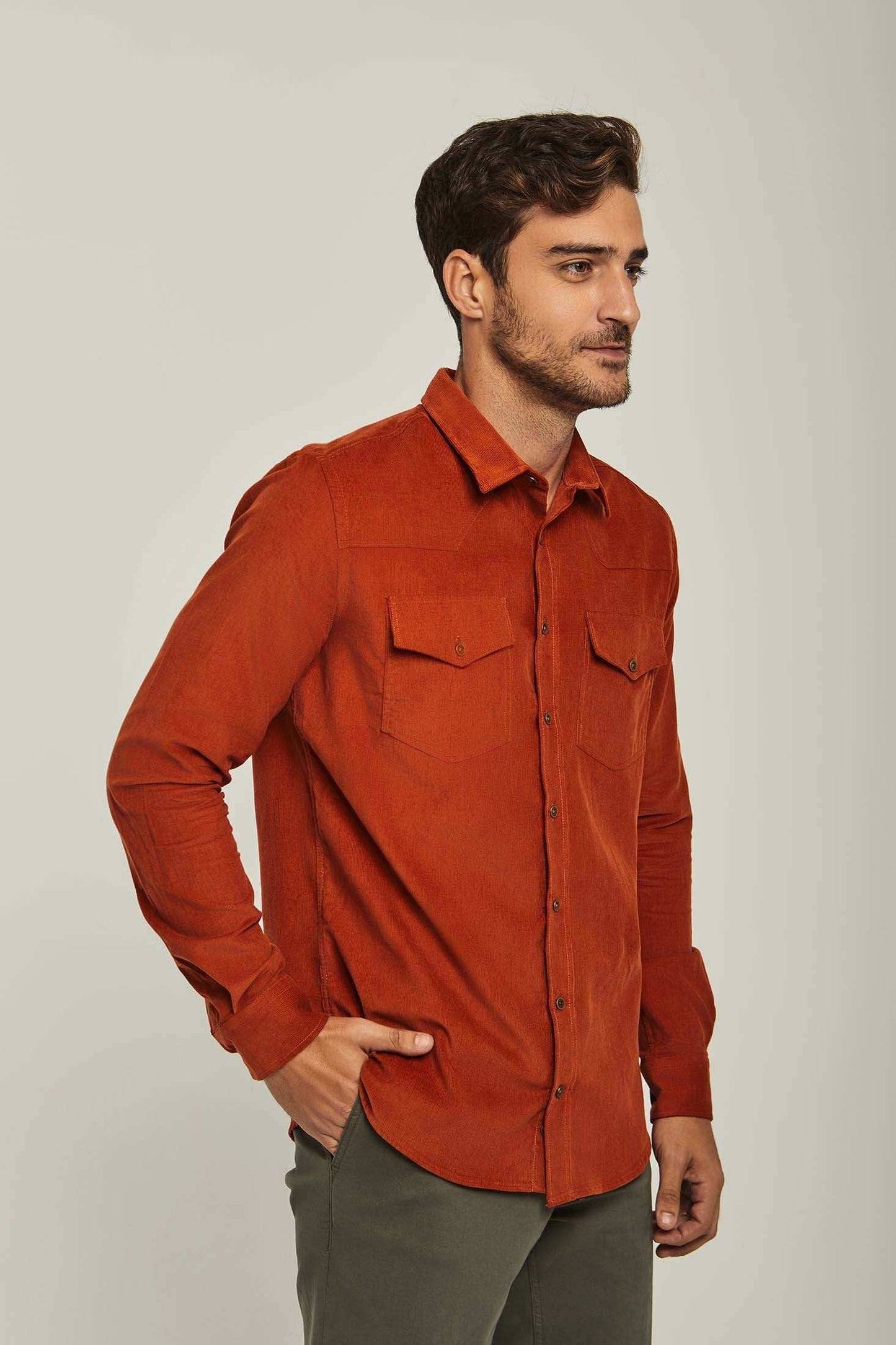 Men Slim Fit Shirt - Orange