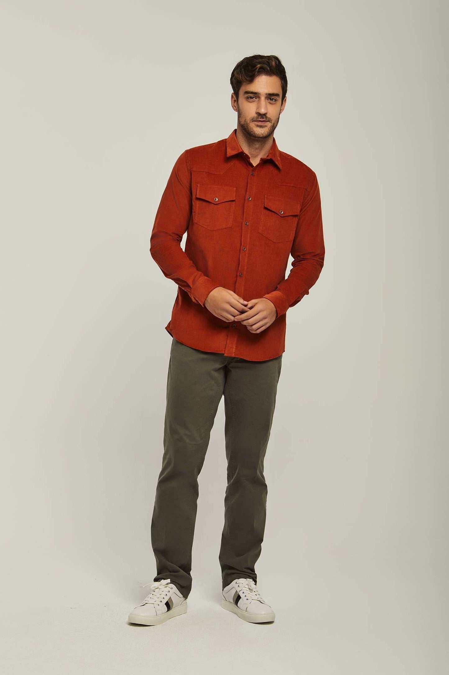 Men Slim Fit Shirt - Orange