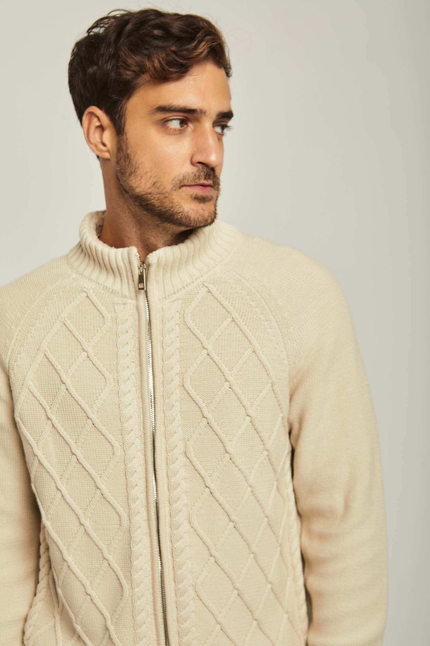 Men Regular Fit Cardigan - Beige