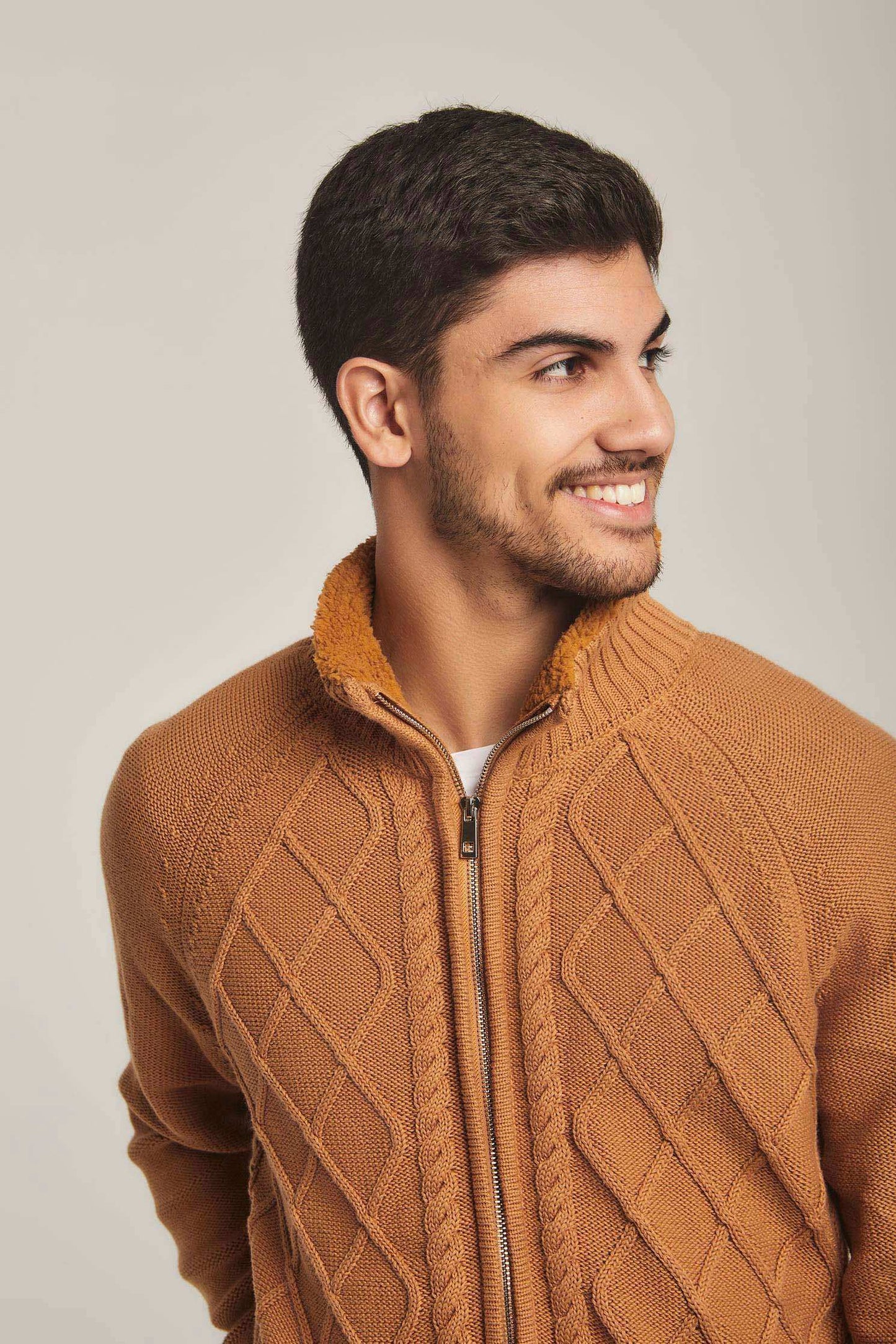 Men Regular Fit Cardigan - Brown