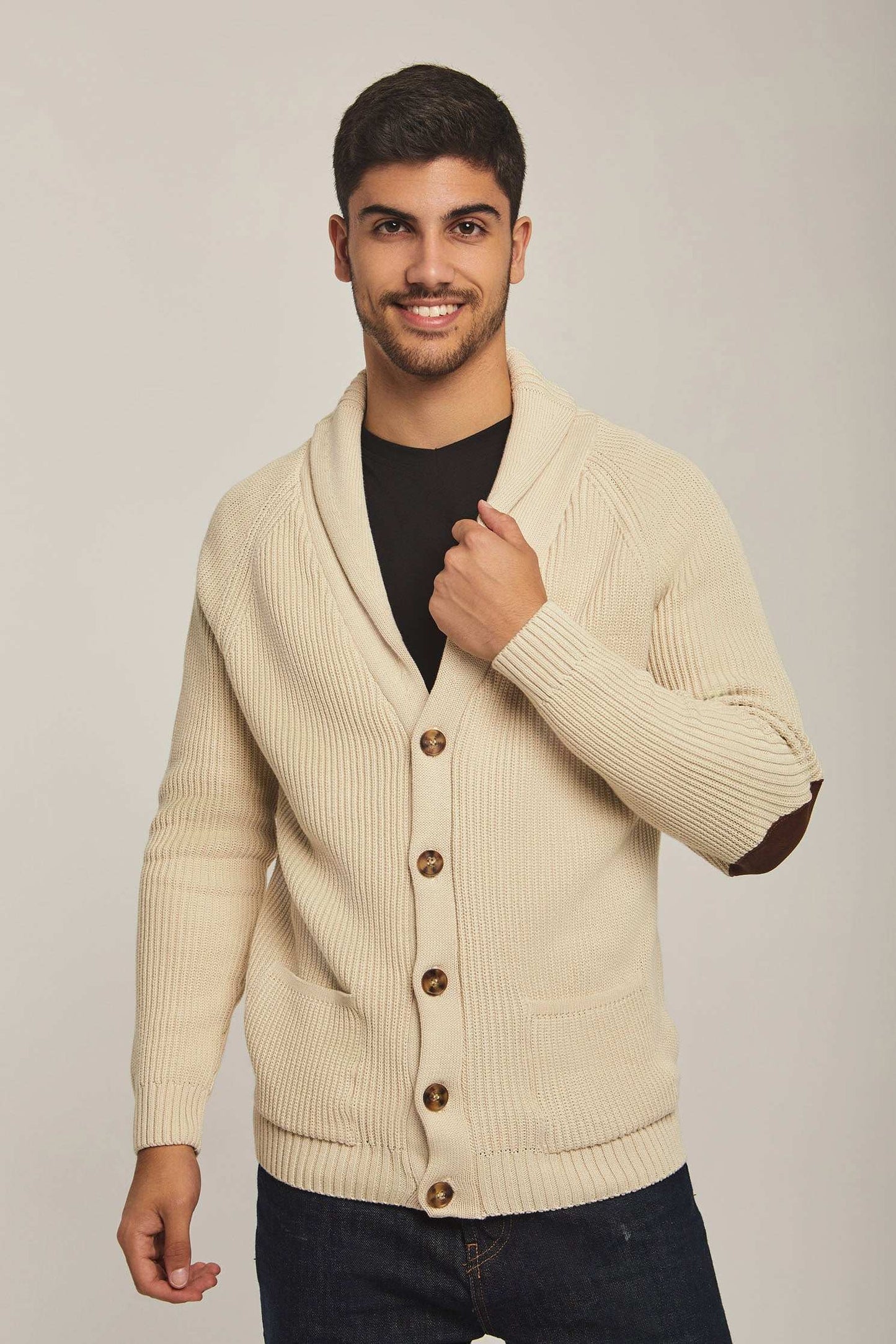 Men Regular Fit Cardigan - Beige