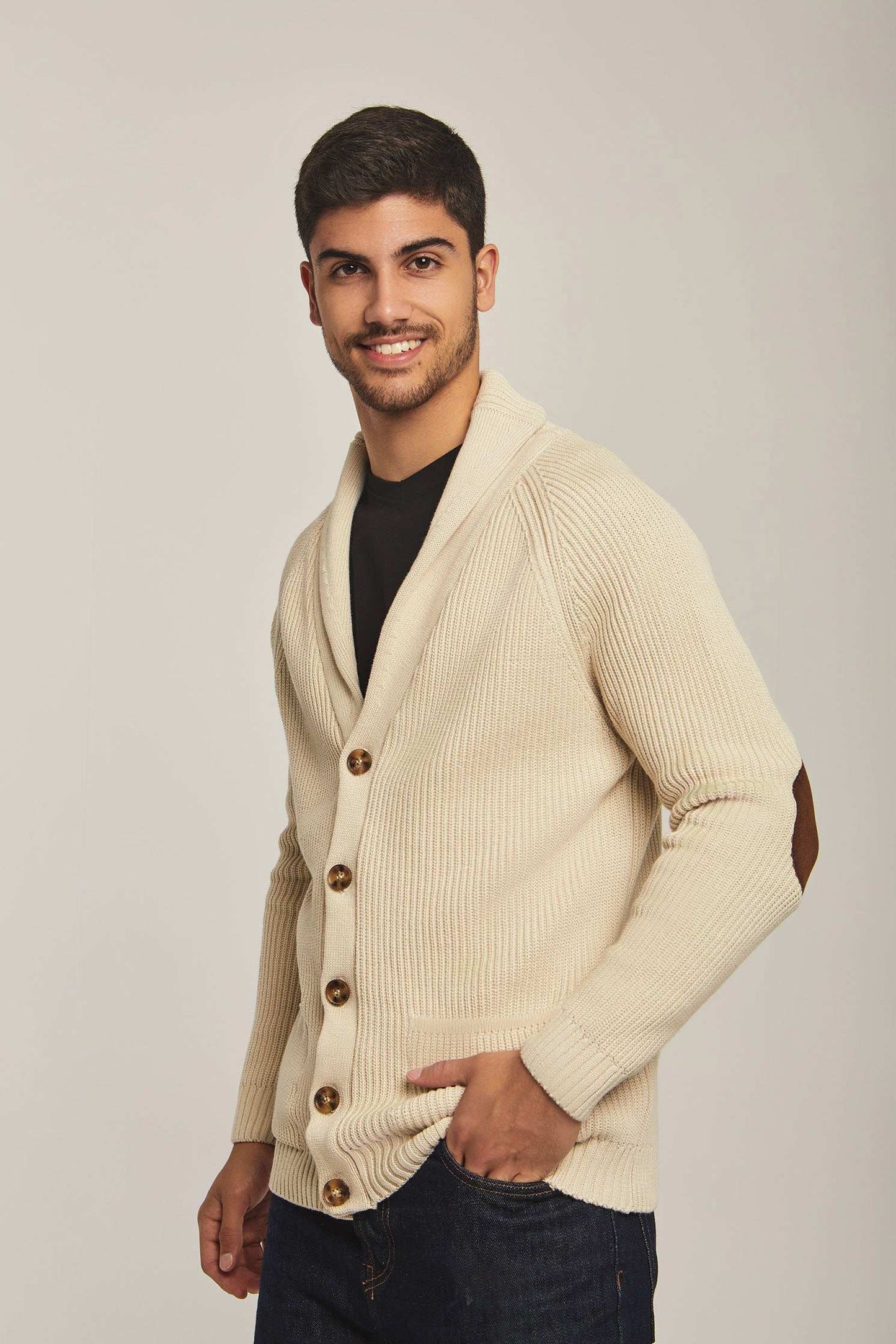Men Regular Fit Cardigan - Beige