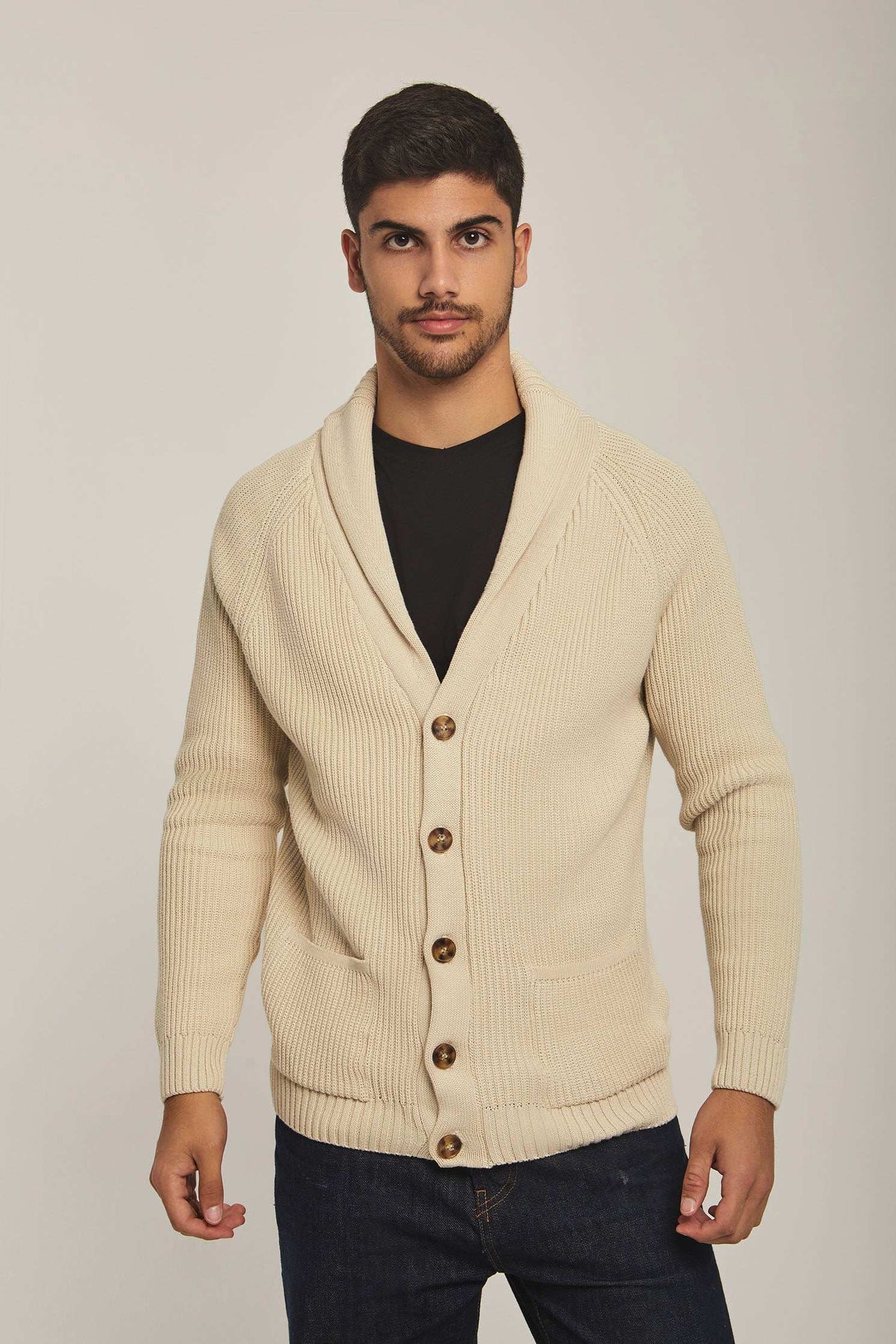 Men Regular Fit Cardigan - Beige