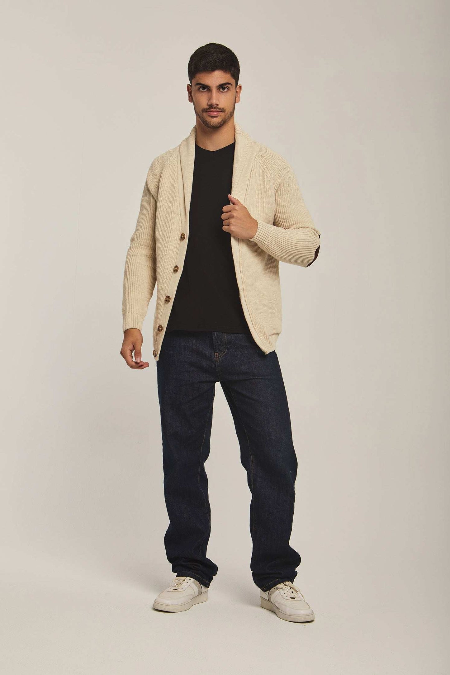 Men Regular Fit Cardigan - Beige