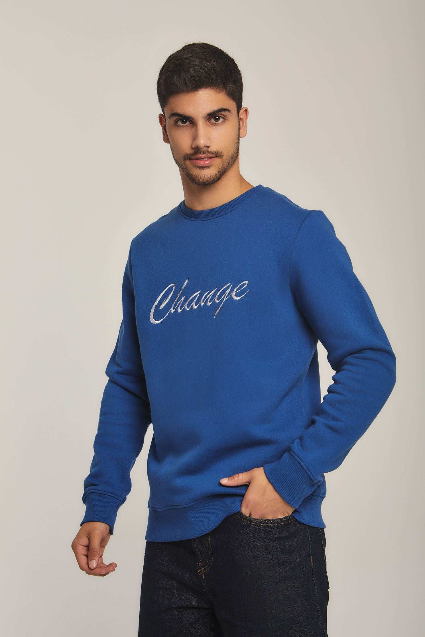 Men Regular Fit Sweat Shirt - Blue