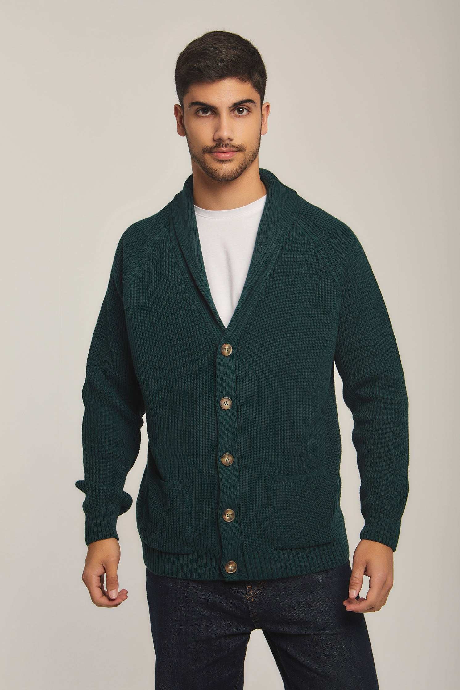 Men Regular Fit Cardigan - Green
