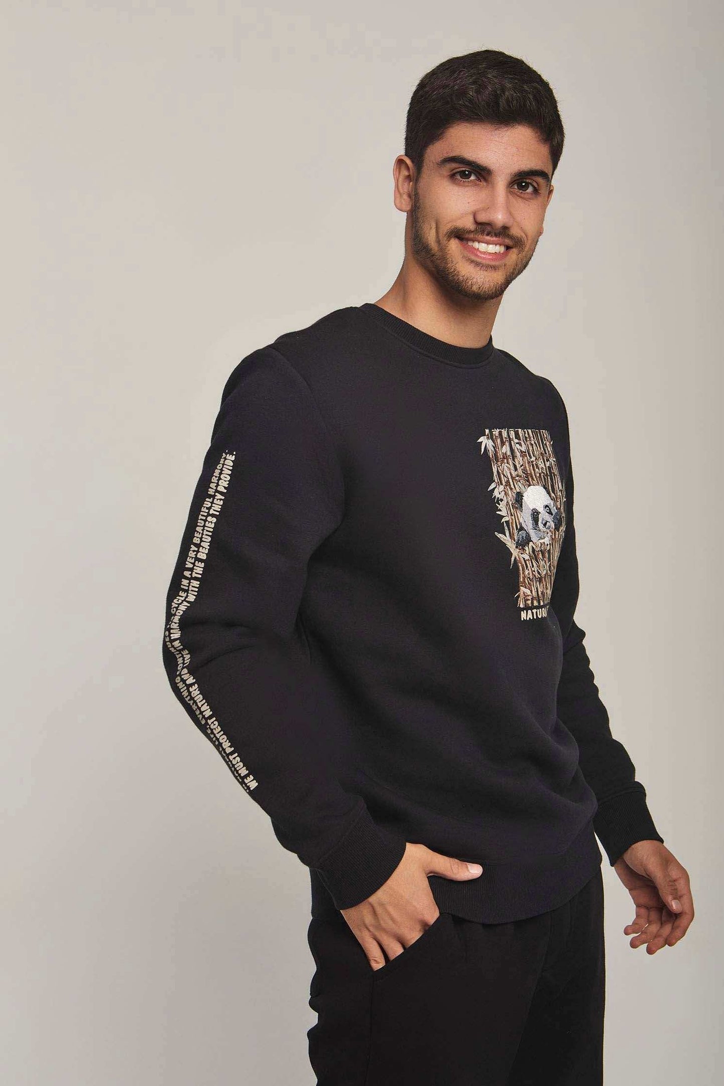 Men Regular Fit Sweat Shirt - Black