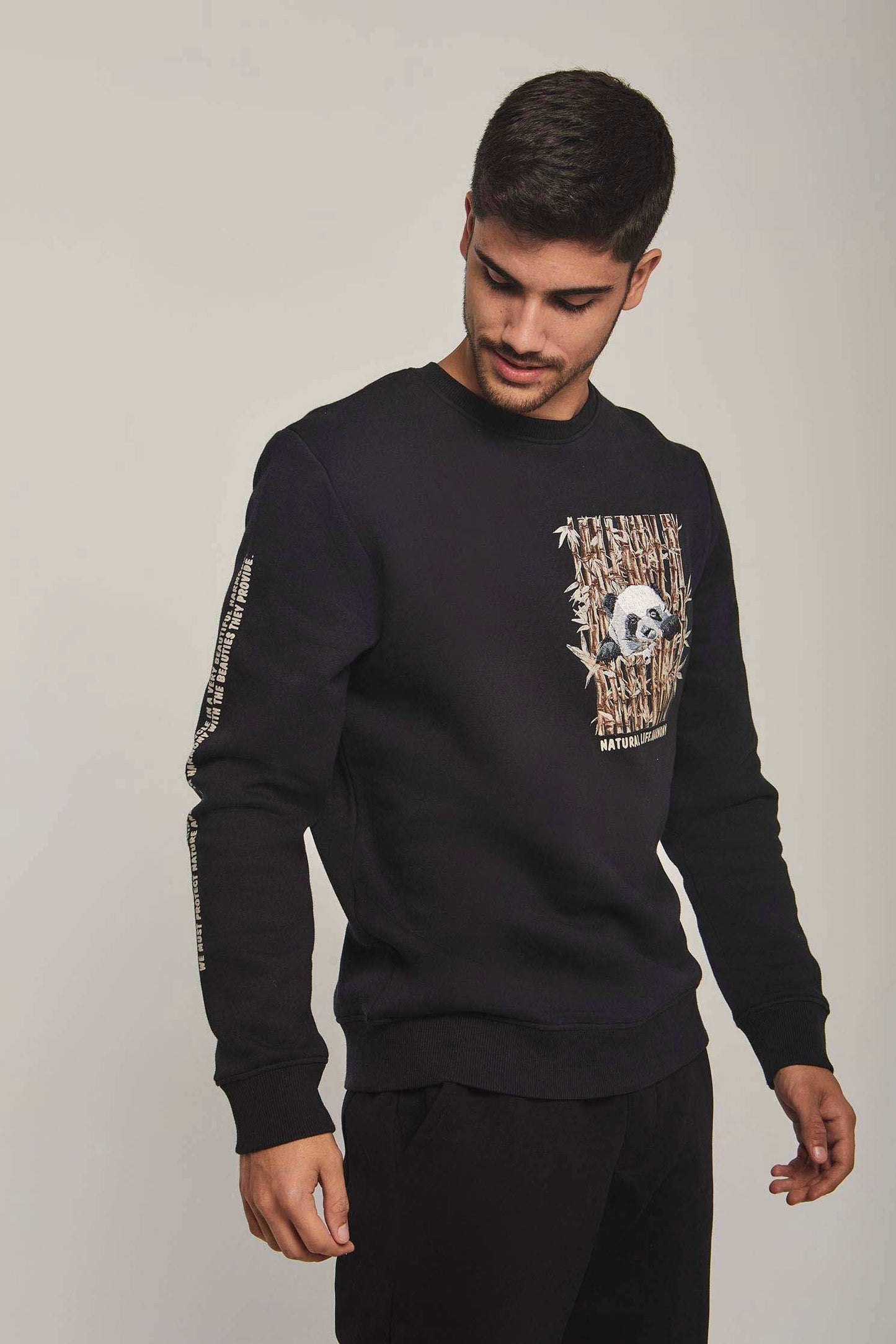 Men Regular Fit Sweat Shirt - Black