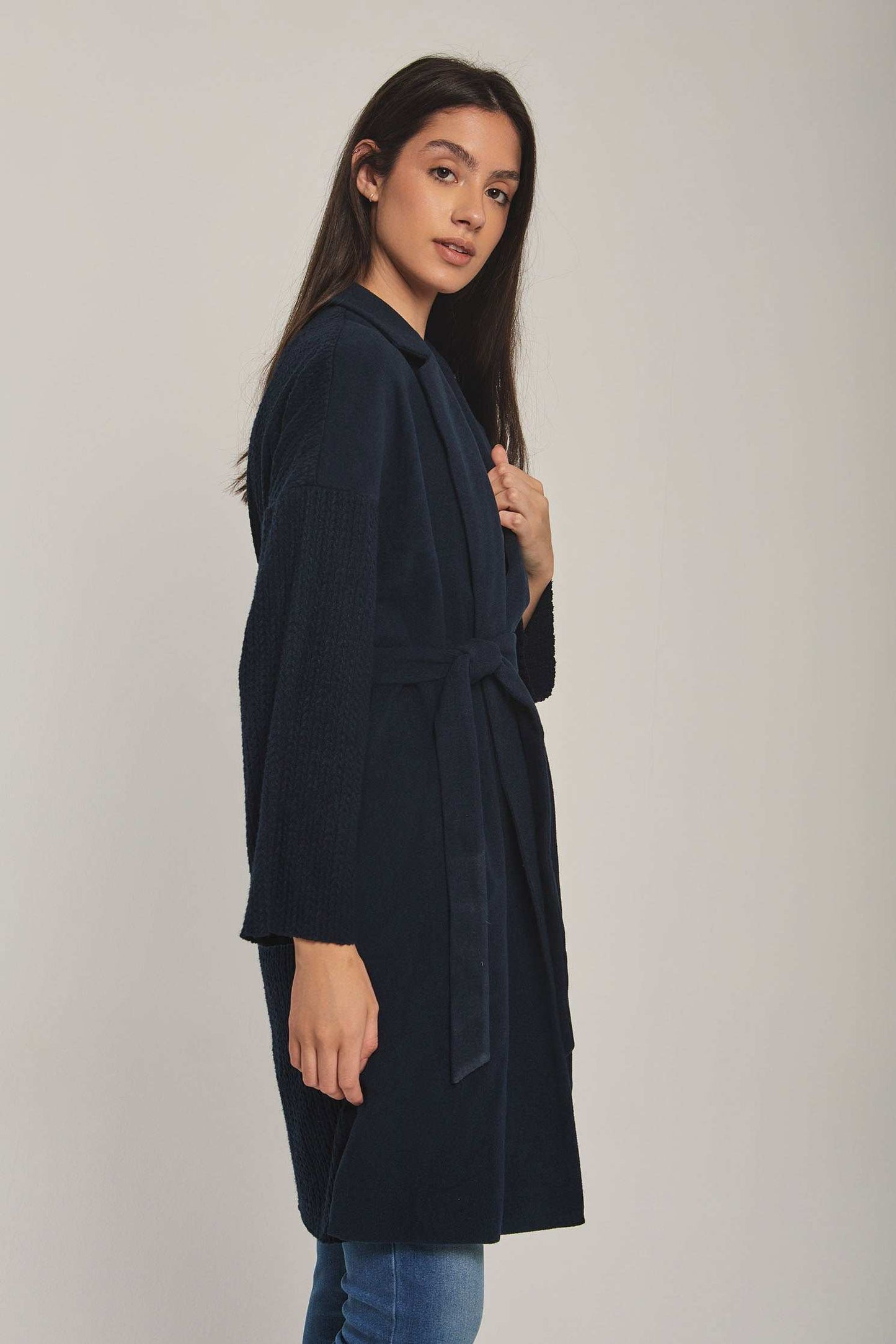 Women Regular Fit Coat -Blue