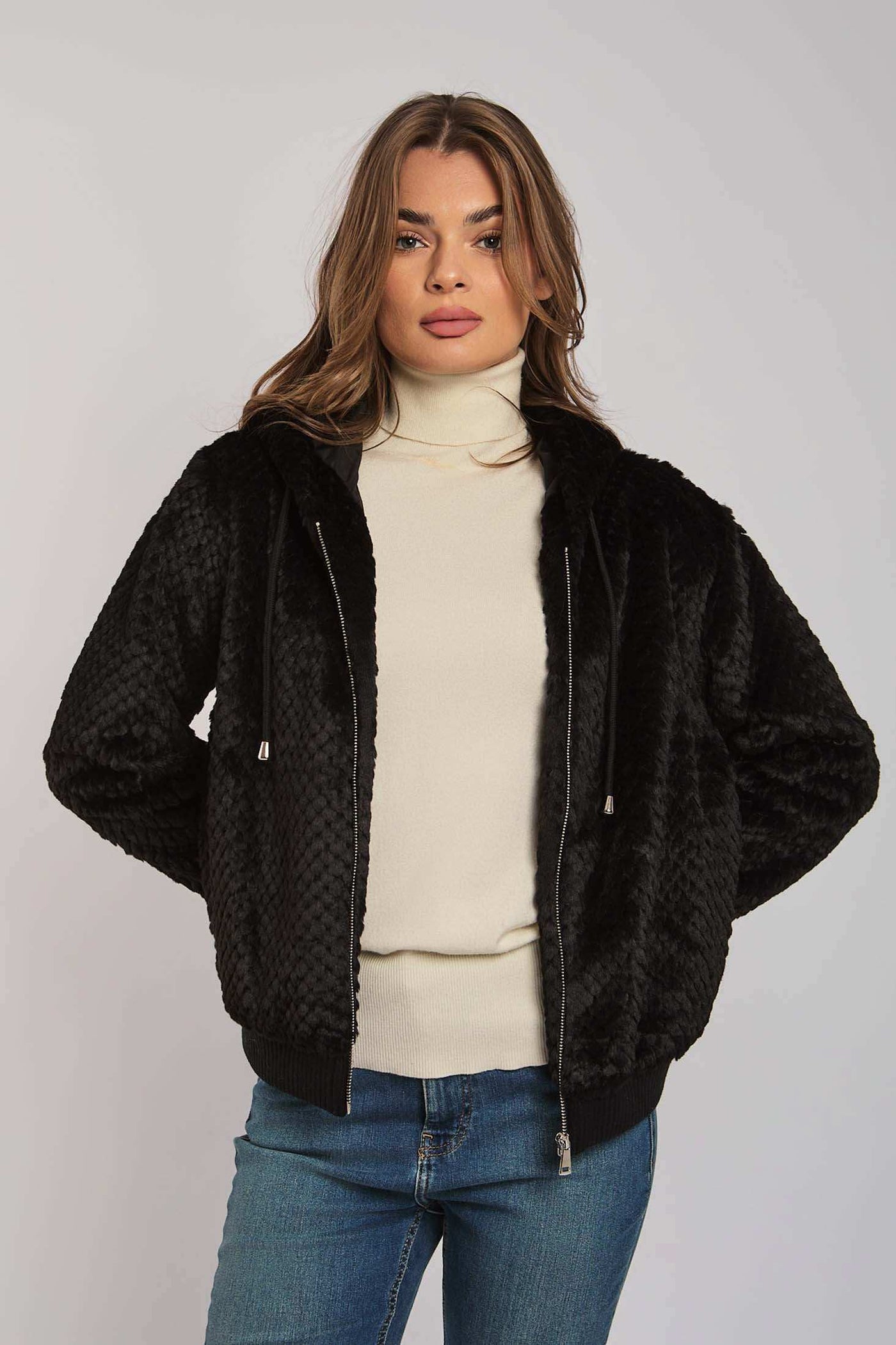 Women Regular Fit Fur - Black