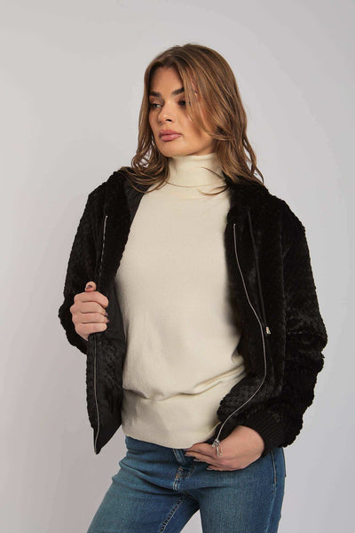 Women Regular Fit Fur - Black