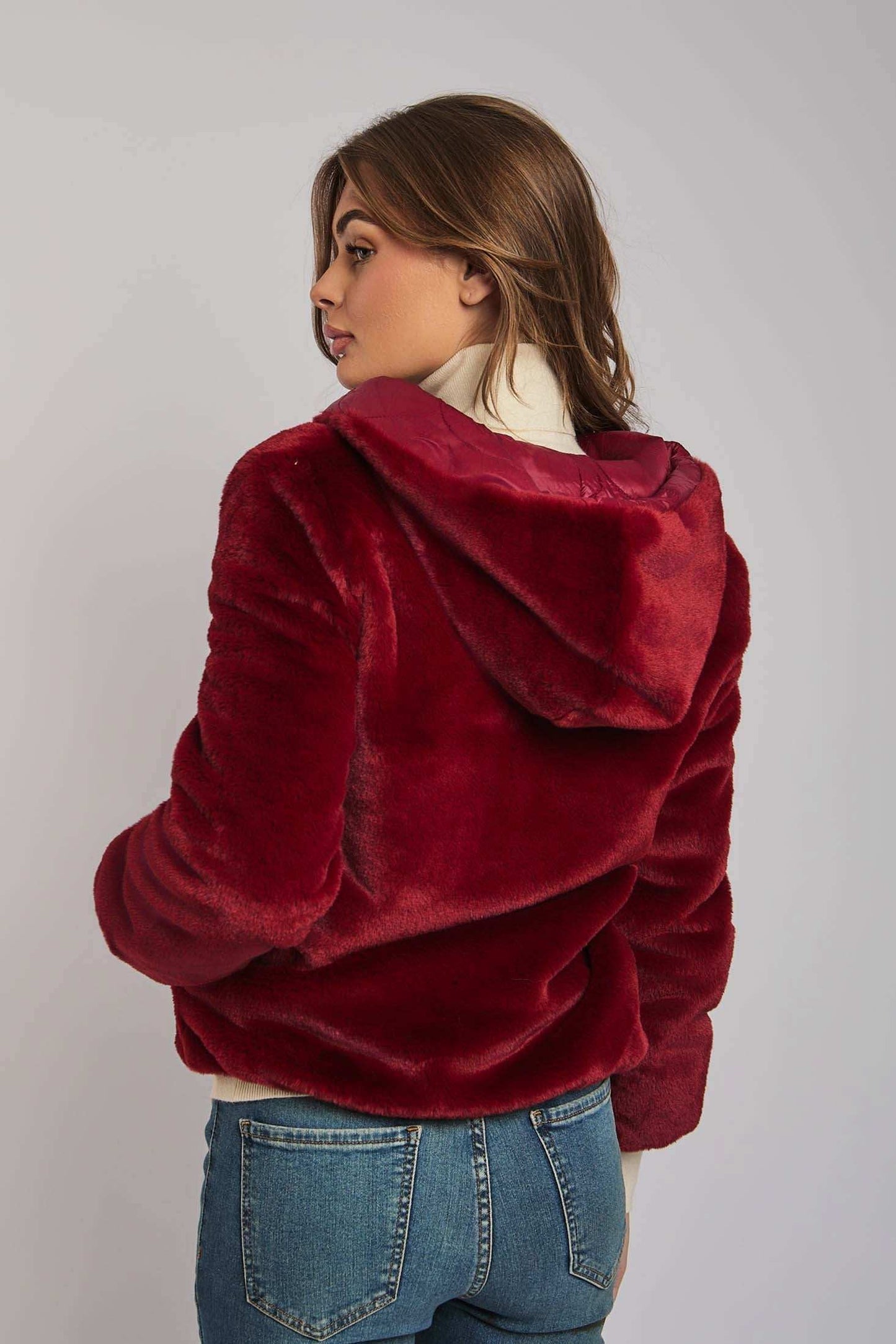 Women Regular Fit Fur - Burgundy