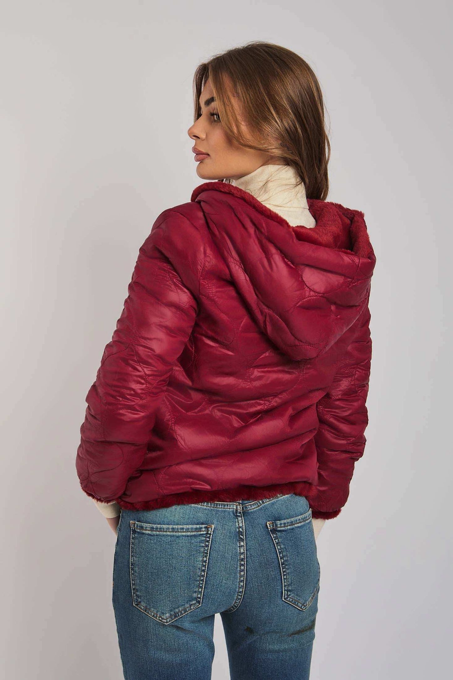 Women Regular Fit Fur - Burgundy