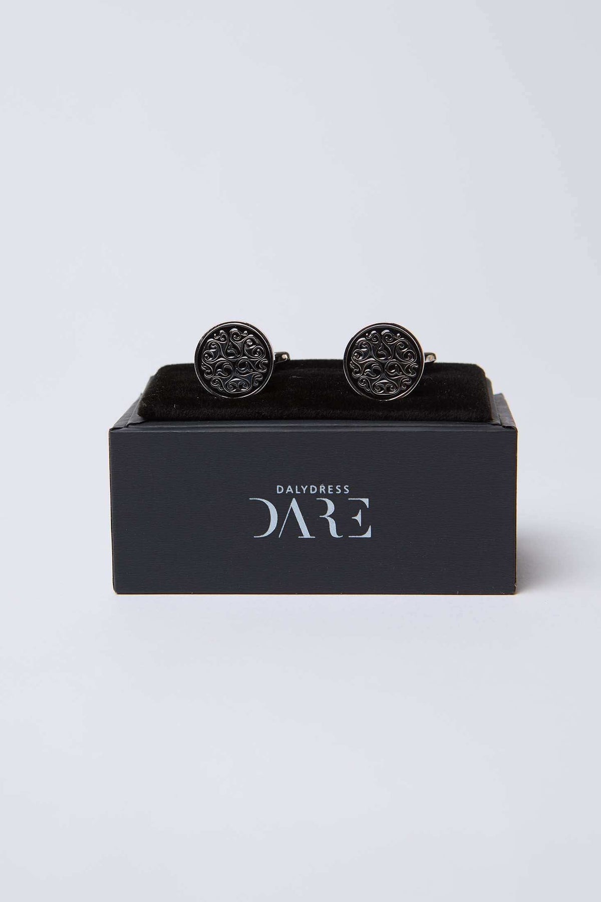 Round Engraved Cufflink with Swirl Detailing
