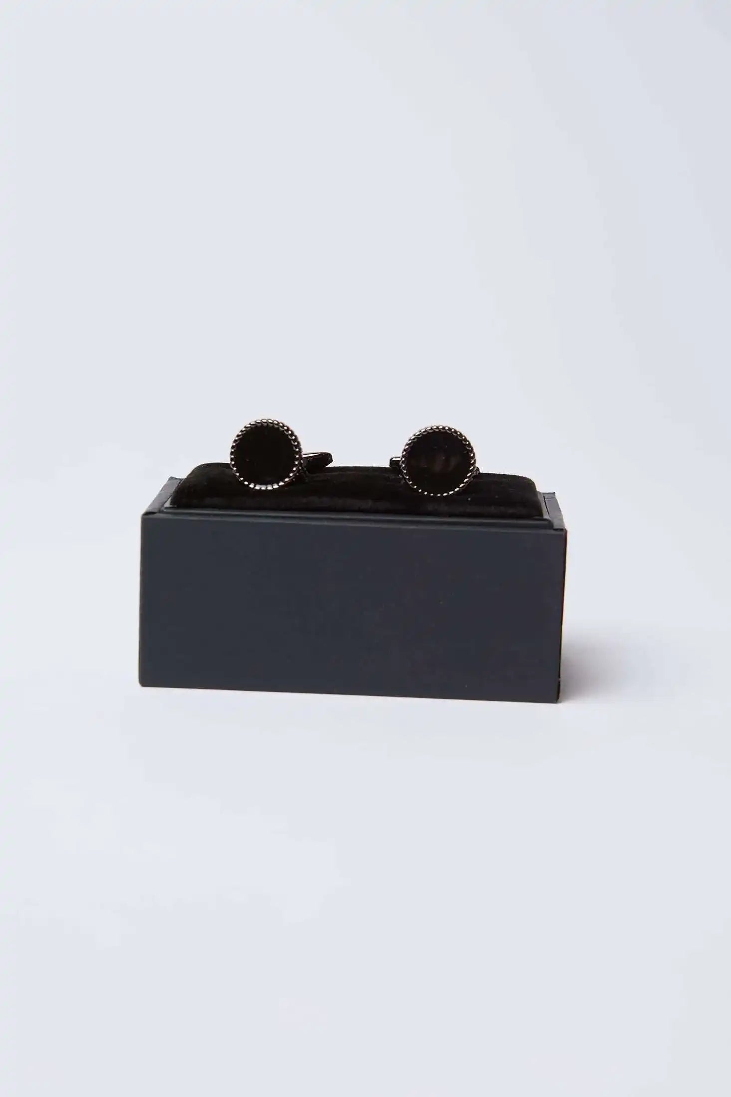 Round Beaded Edge Cufflink with Gloss Center