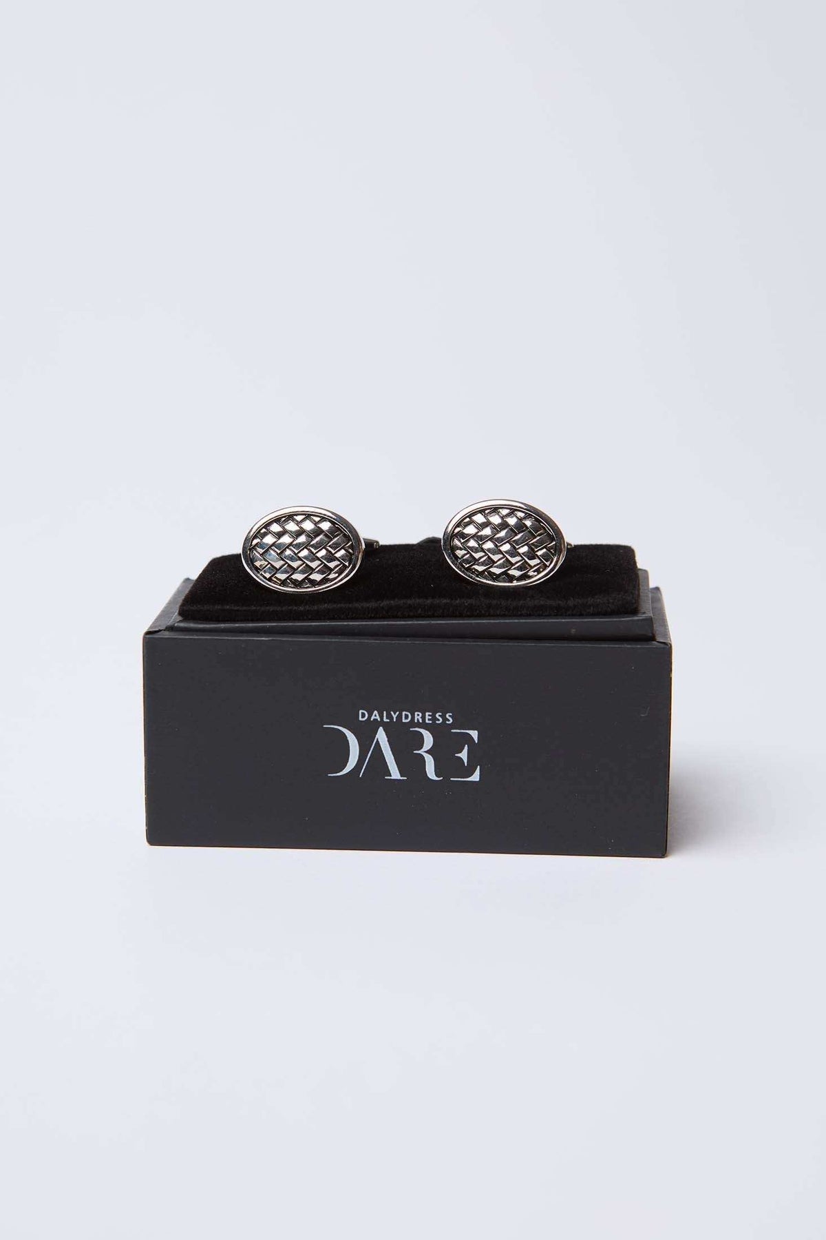 Woven Pattern Oval Cufflink