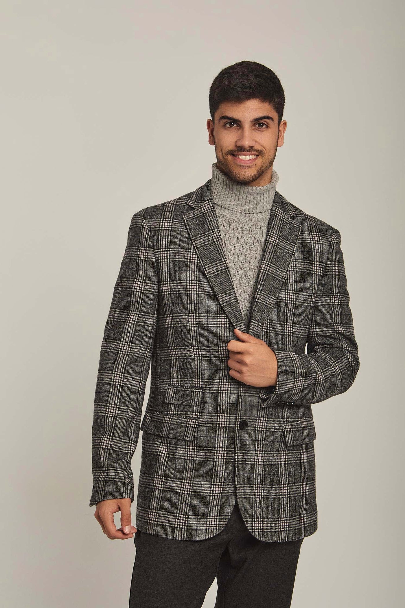 Men Regular Fit Blazer - Grey Check