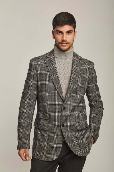 Men Regular Fit Blazer - Grey Check