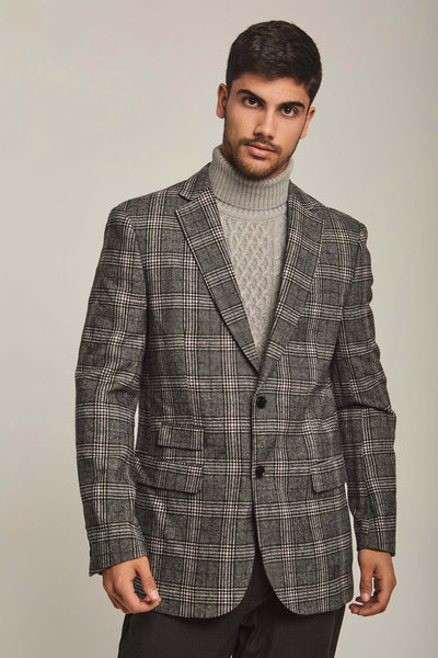 Men Regular Fit Blazer - Grey Check