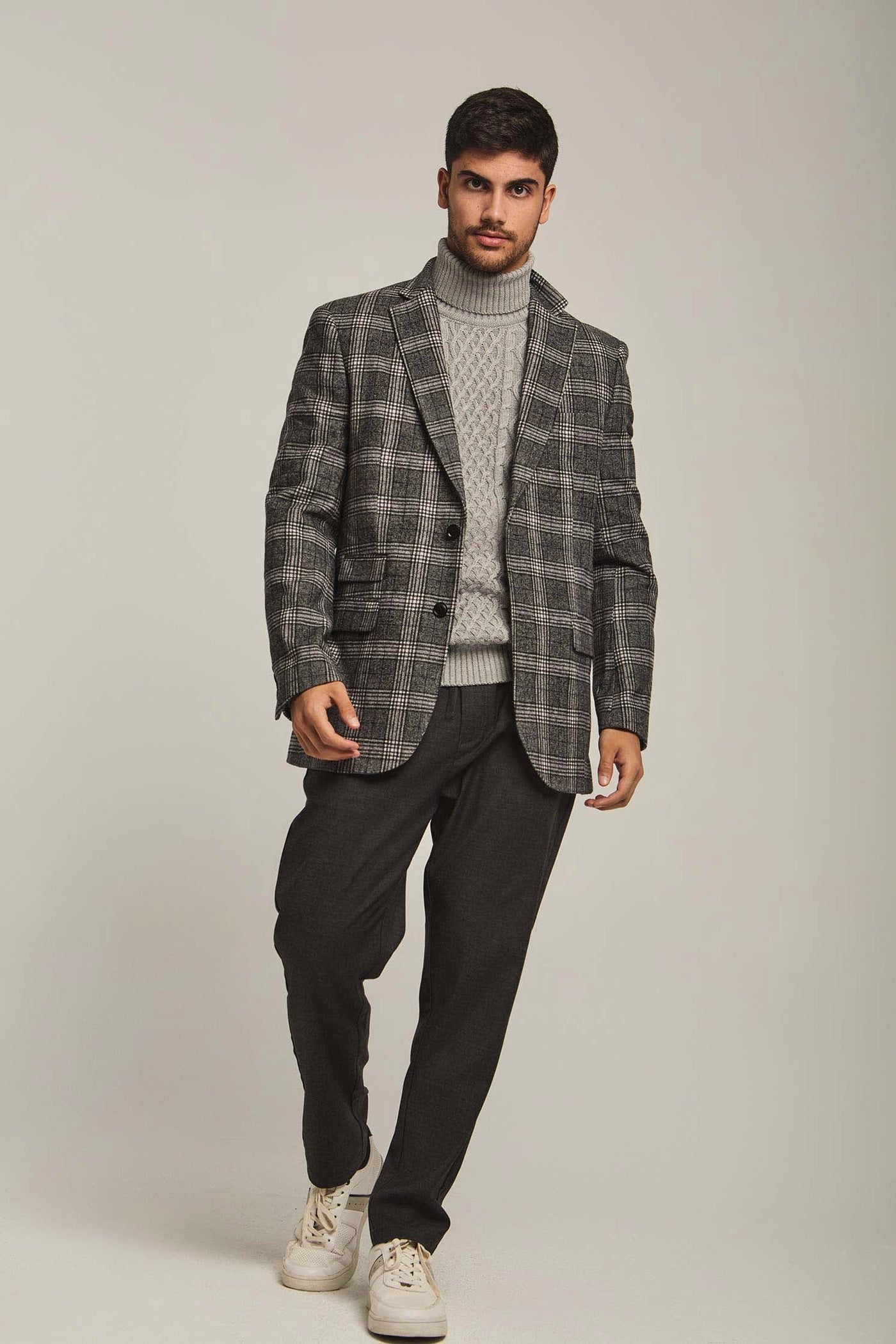 Men Regular Fit Blazer - Grey Check