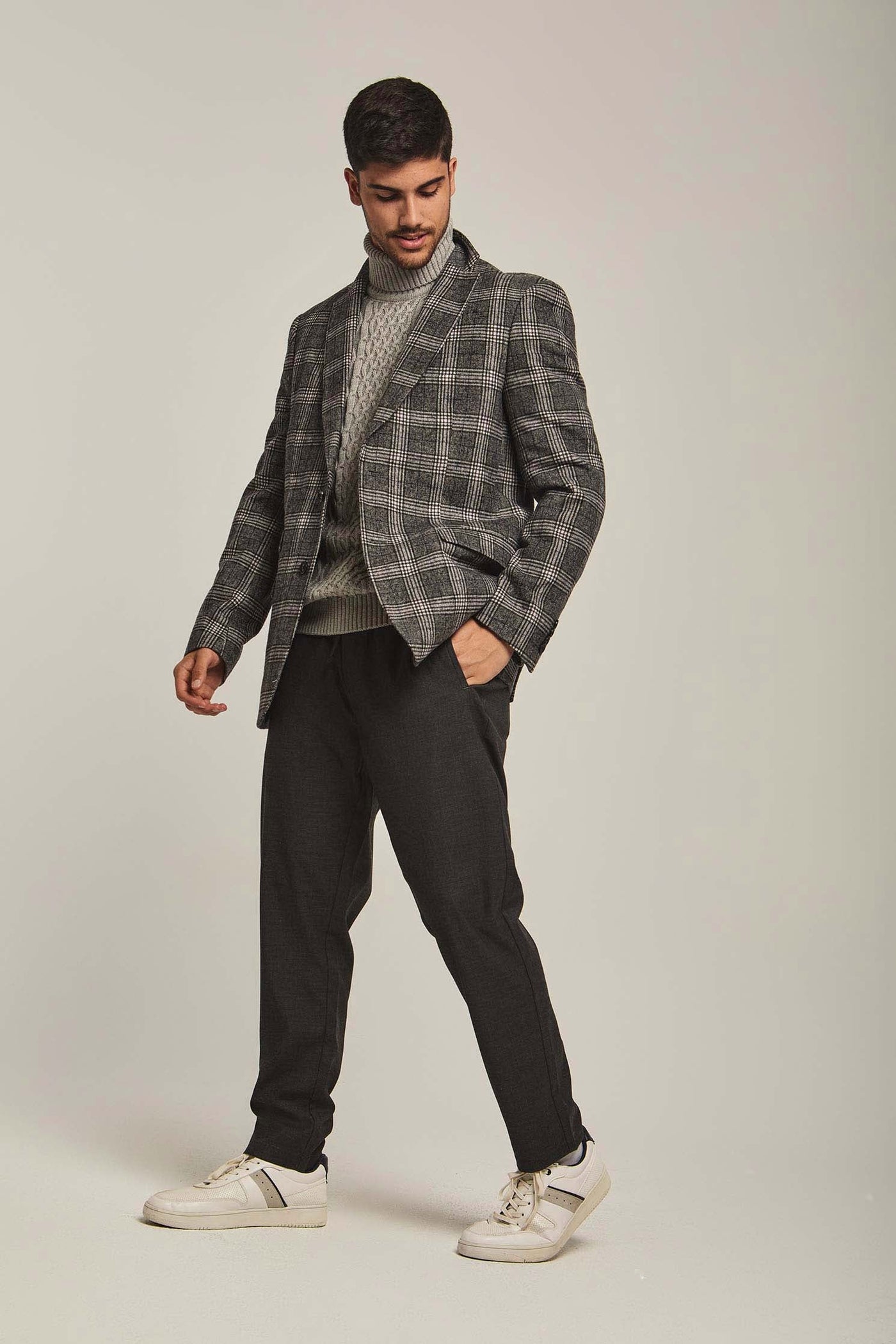 Men Regular Fit Blazer - Grey Check