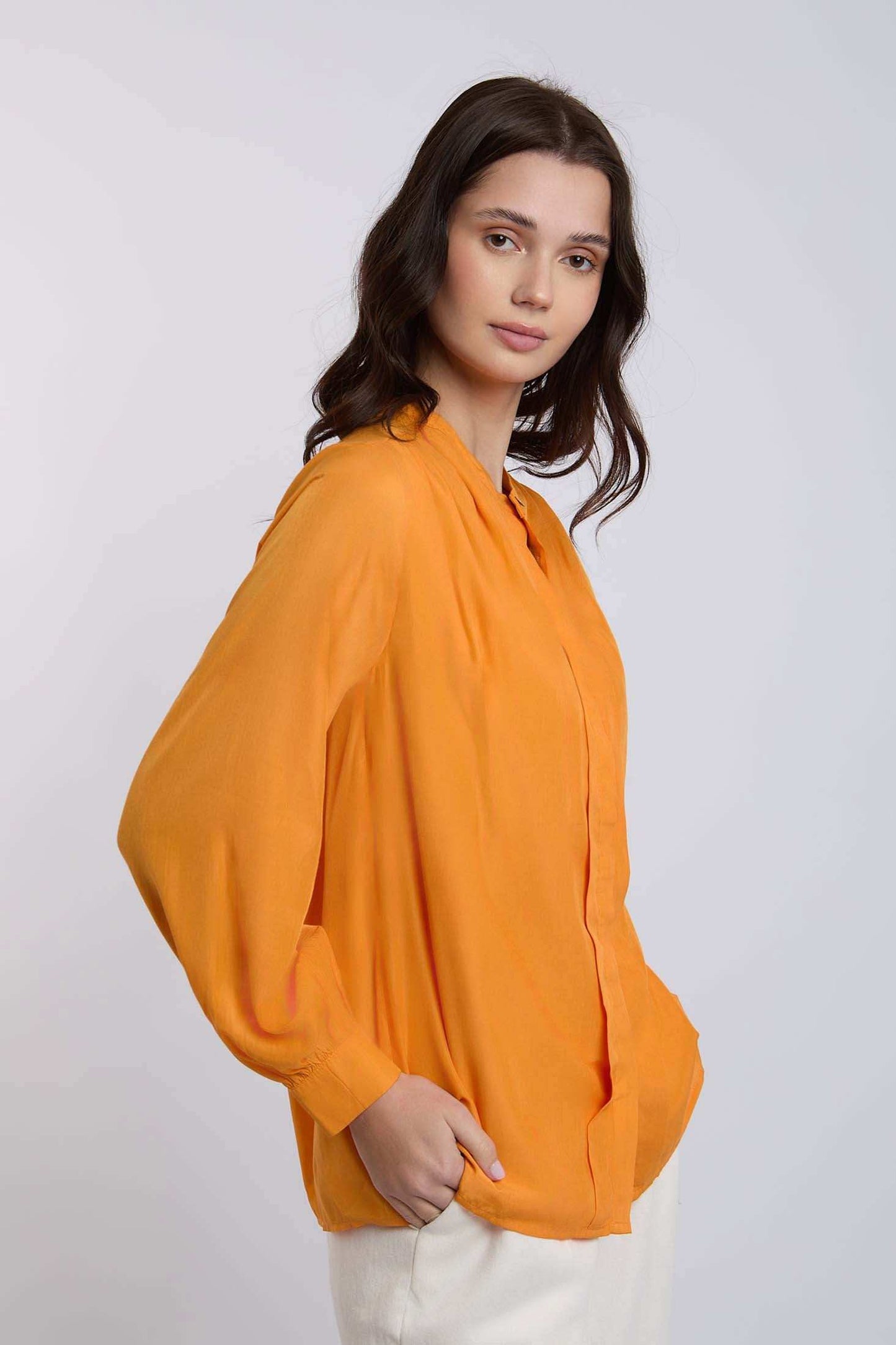 Women Regular Fit Blouse - Orange