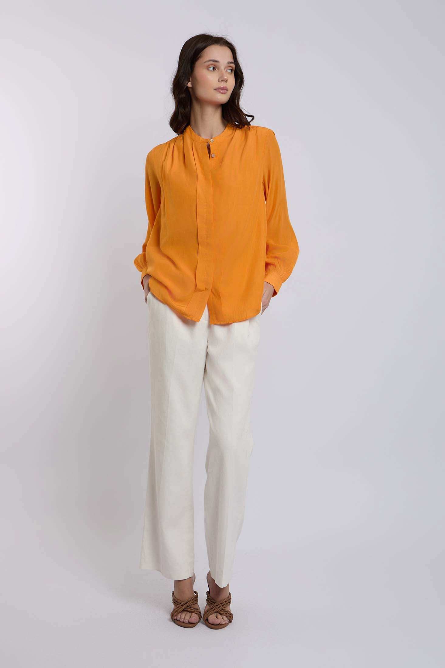 Women Regular Fit Blouse - Orange