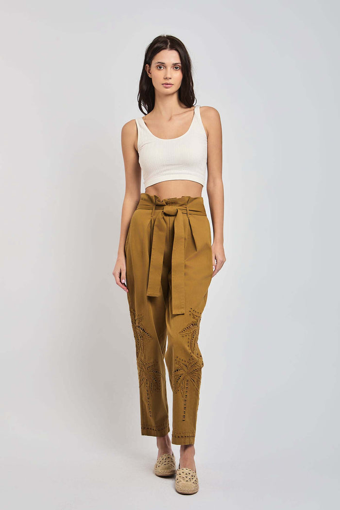 Women Regular Fit Pant - Brown