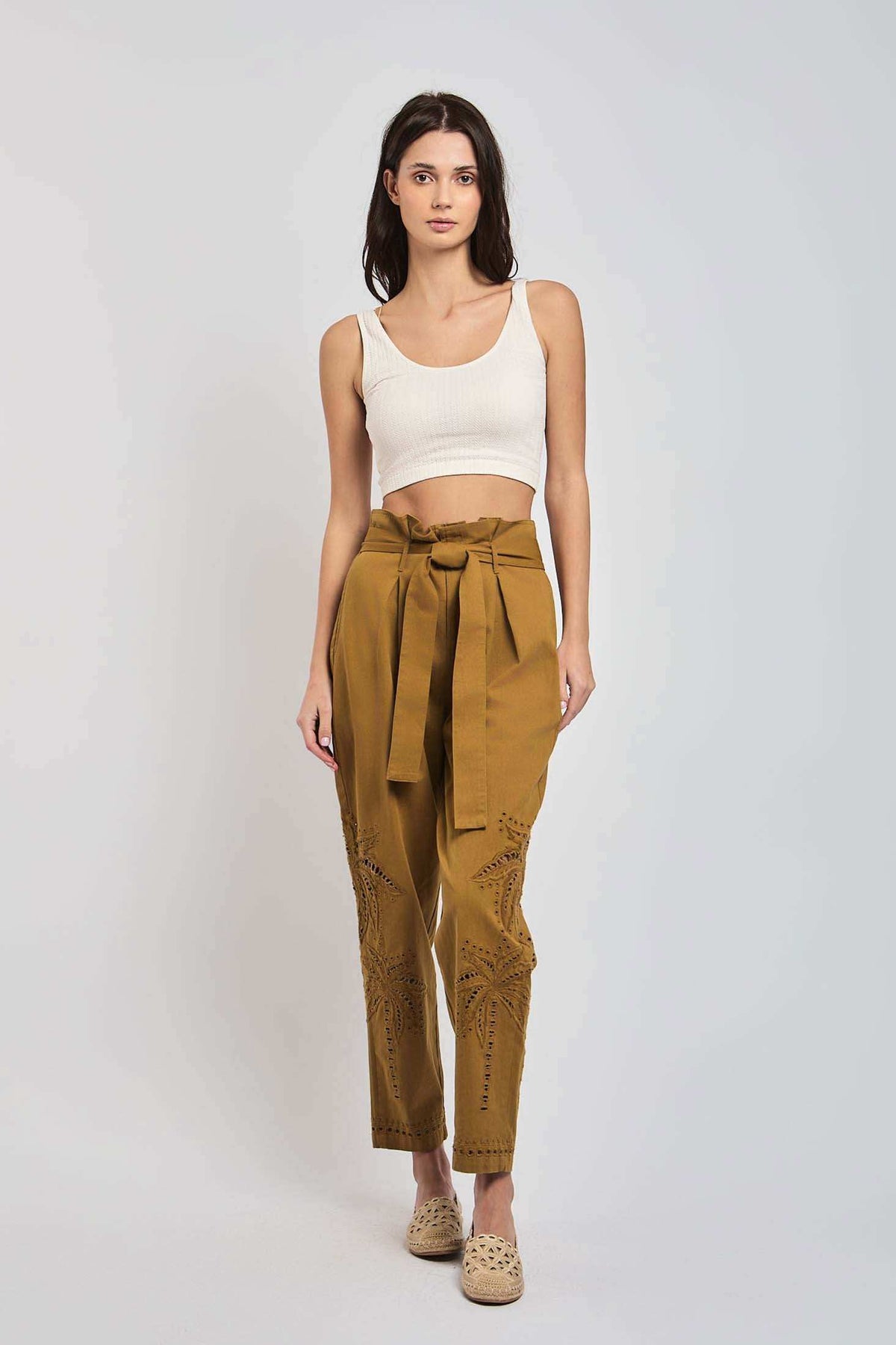 Women Regular Fit Pant - Brown