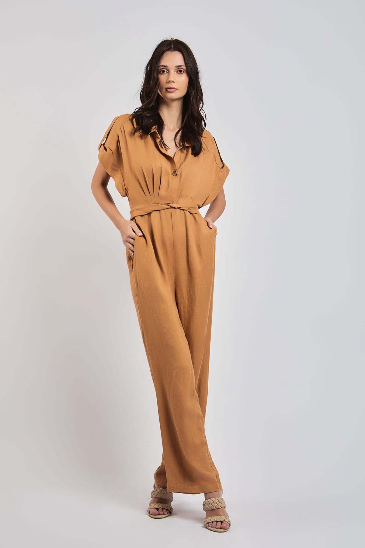 Women Regular Fit Jumpsuit - Brown