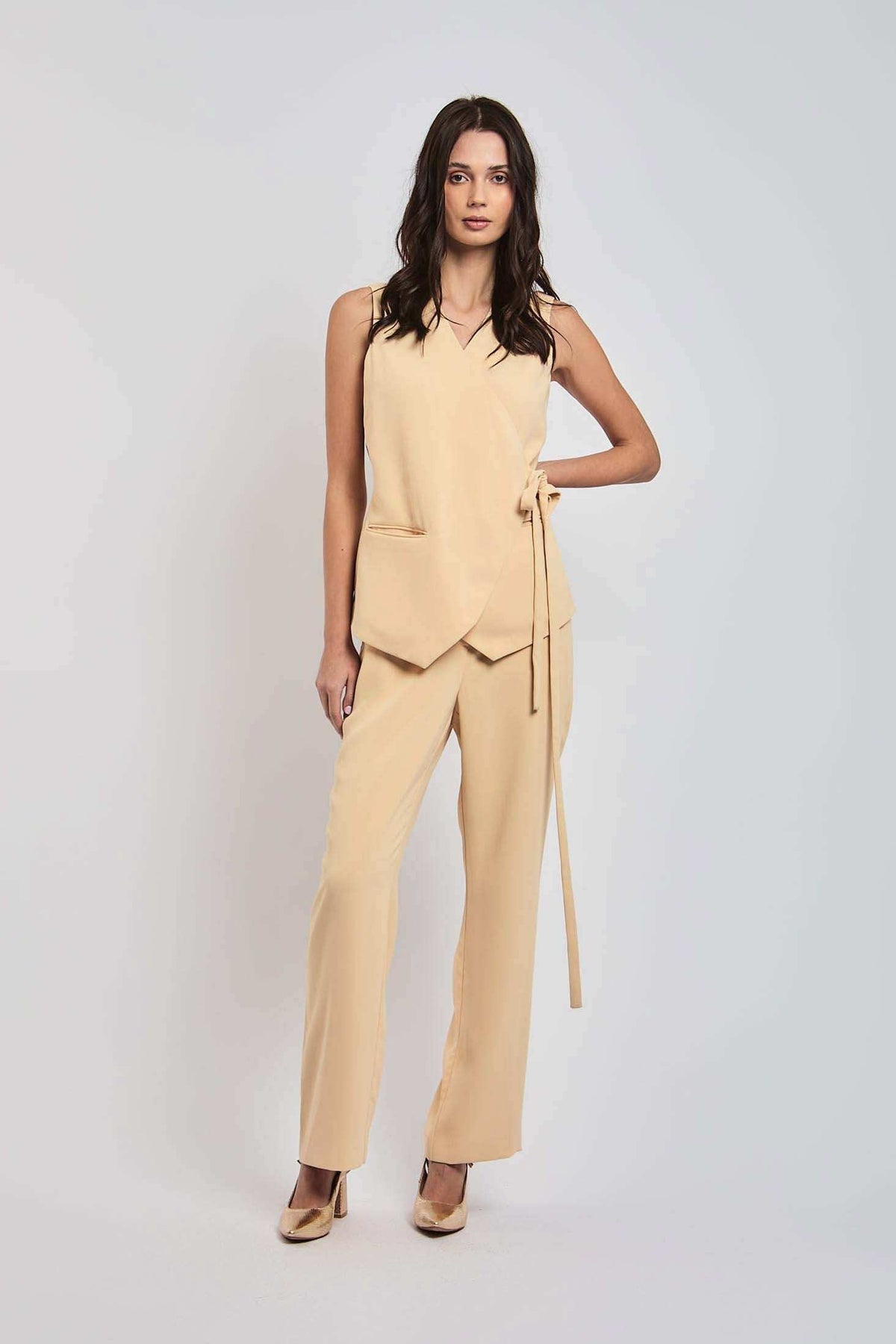 Women Regular Fit Vest - Brown