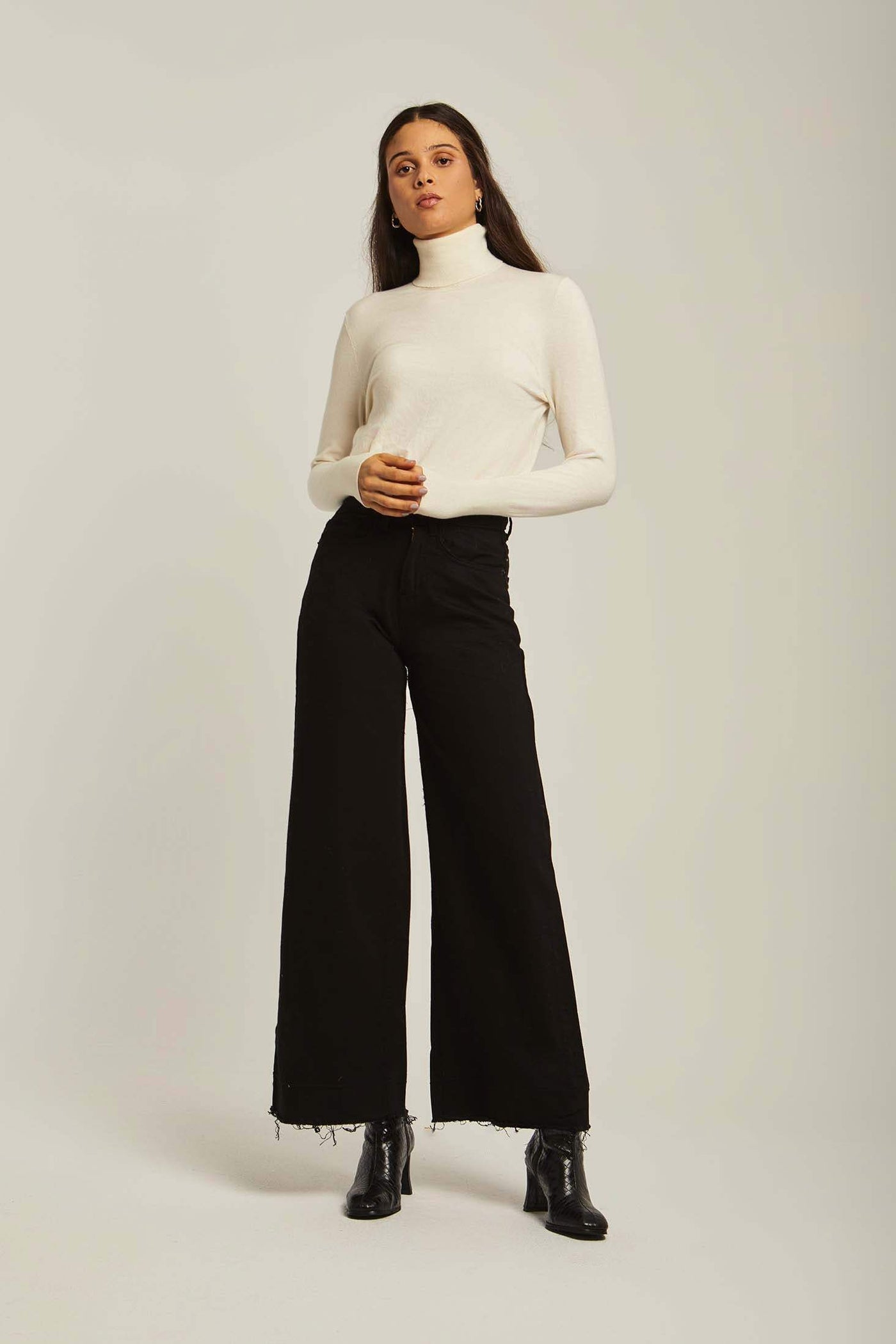 Women Wide Leg Denim - Black