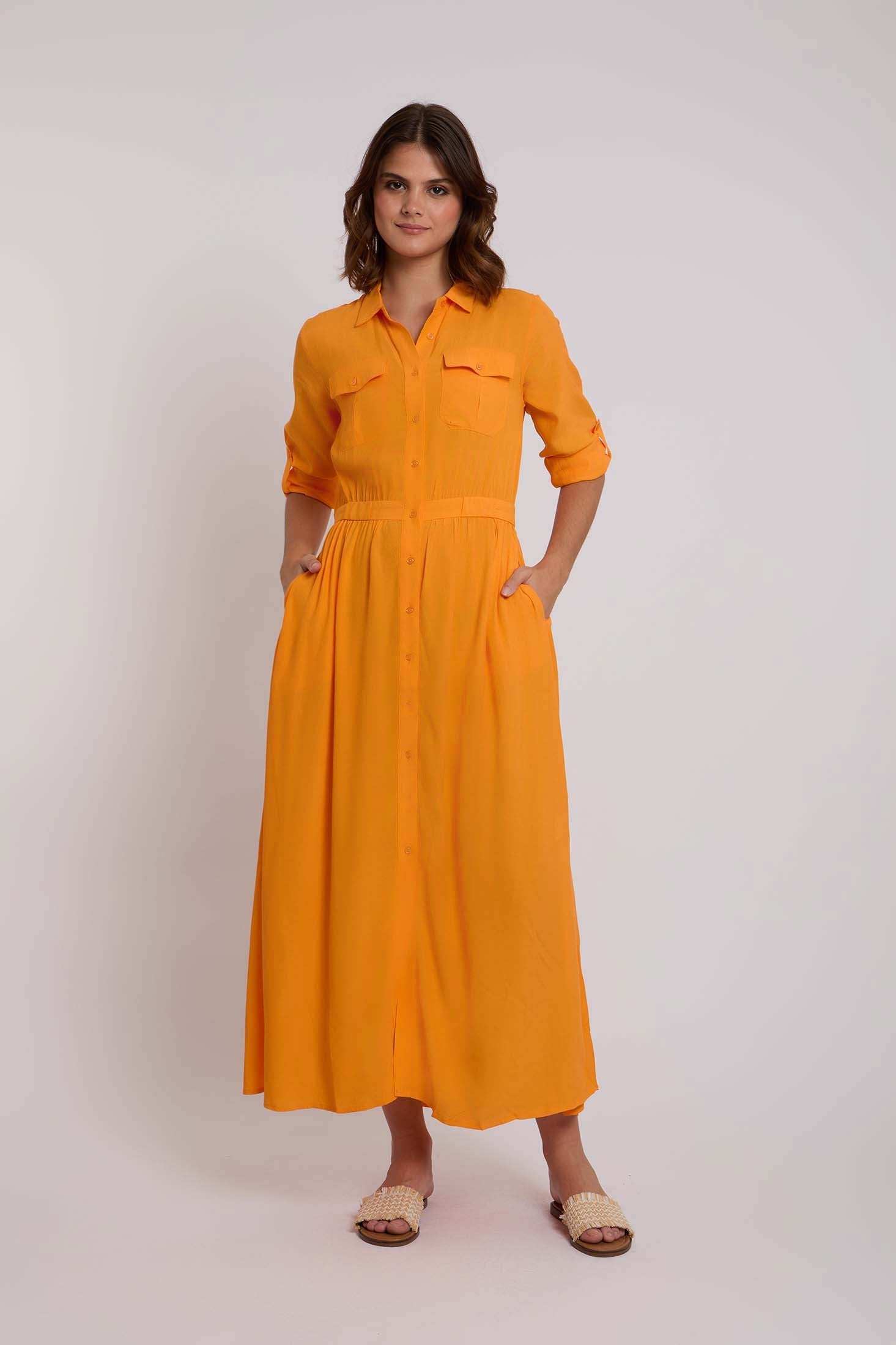 Women Regular Fit Dress - Blazing Orange