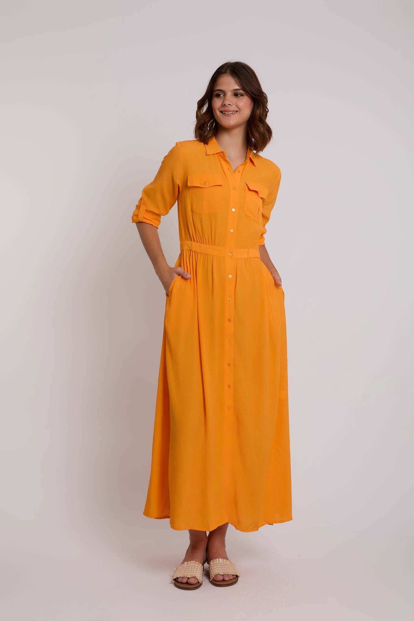 Women Regular Fit Dress - Blazing Orange