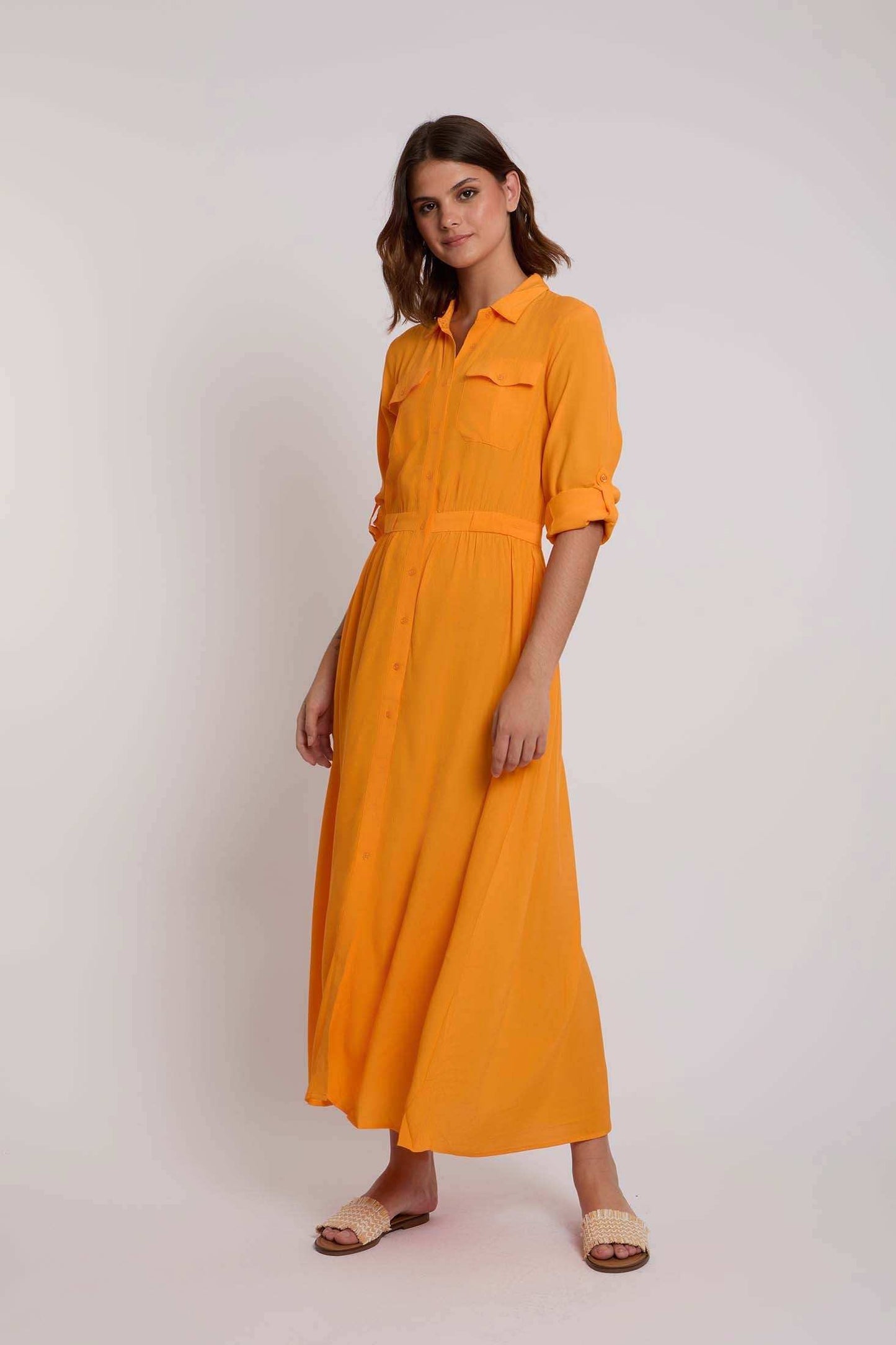 Women Regular Fit Dress - Blazing Orange