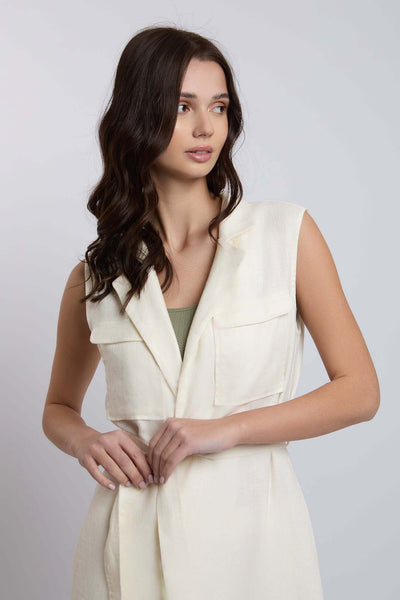 Women Regular Fit Vest - Off White