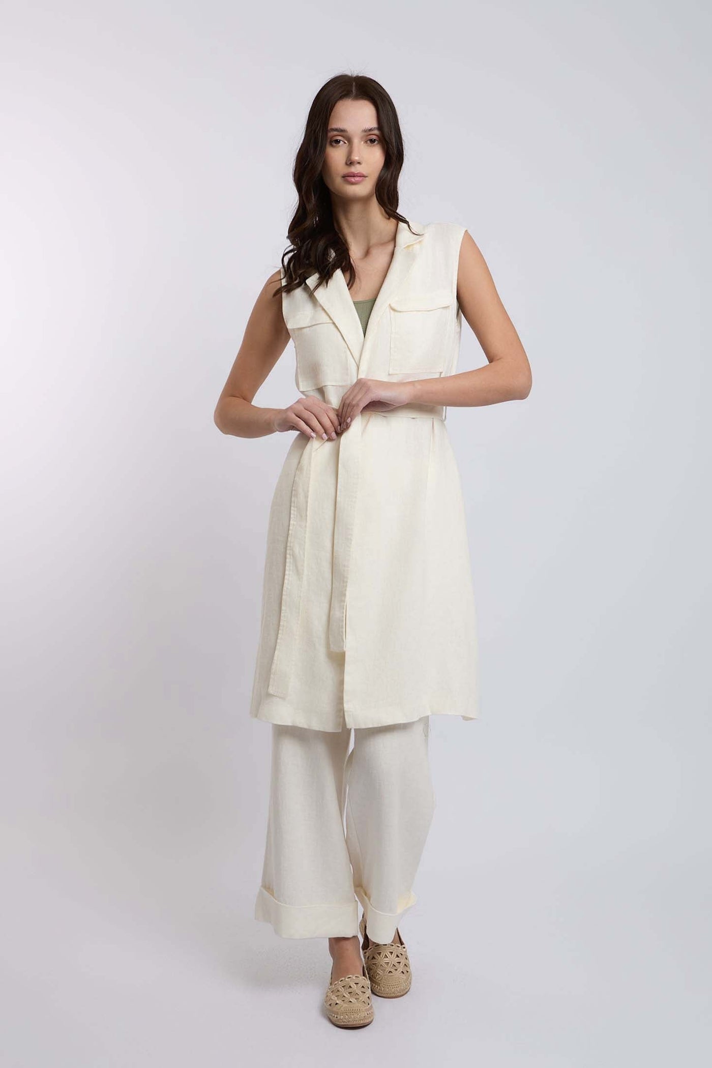 Women Regular Fit Vest - Off White