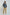 Woman wearing blue abstract print blouse and beige cargo pants, casual fashion look