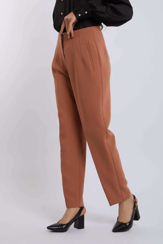 Women Regular Fit Pant - Brown