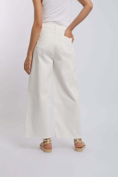 Women Wide Leg with Studs Denim - Off White