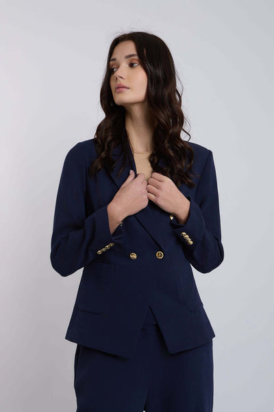 Women Regular Fit Blazer - Navy Dark Blue