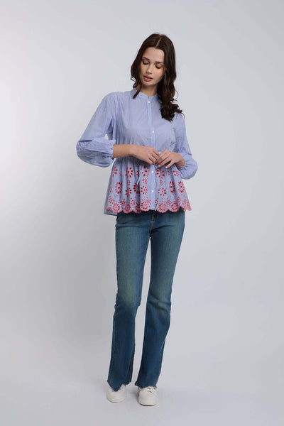 Women Regular Fit Blouse - Blue