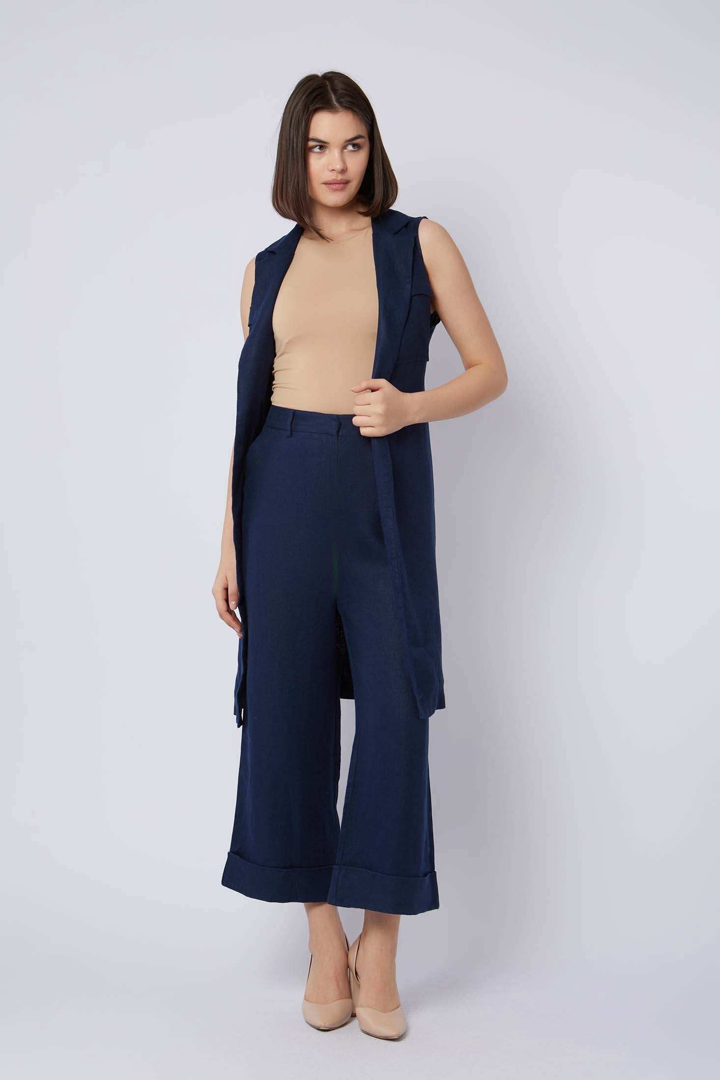 Women Regular Fit Pant - Navy Dark Blue