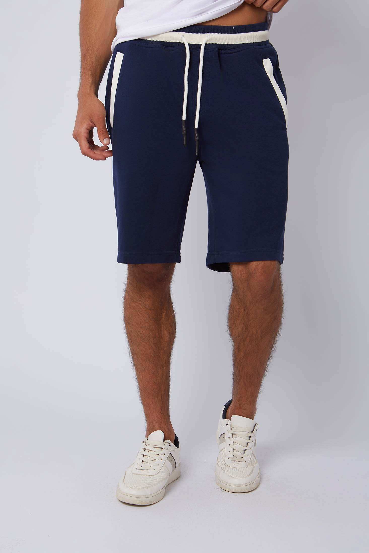 Dalydress men’s navy blue casual shorts with white drawstring and side pockets